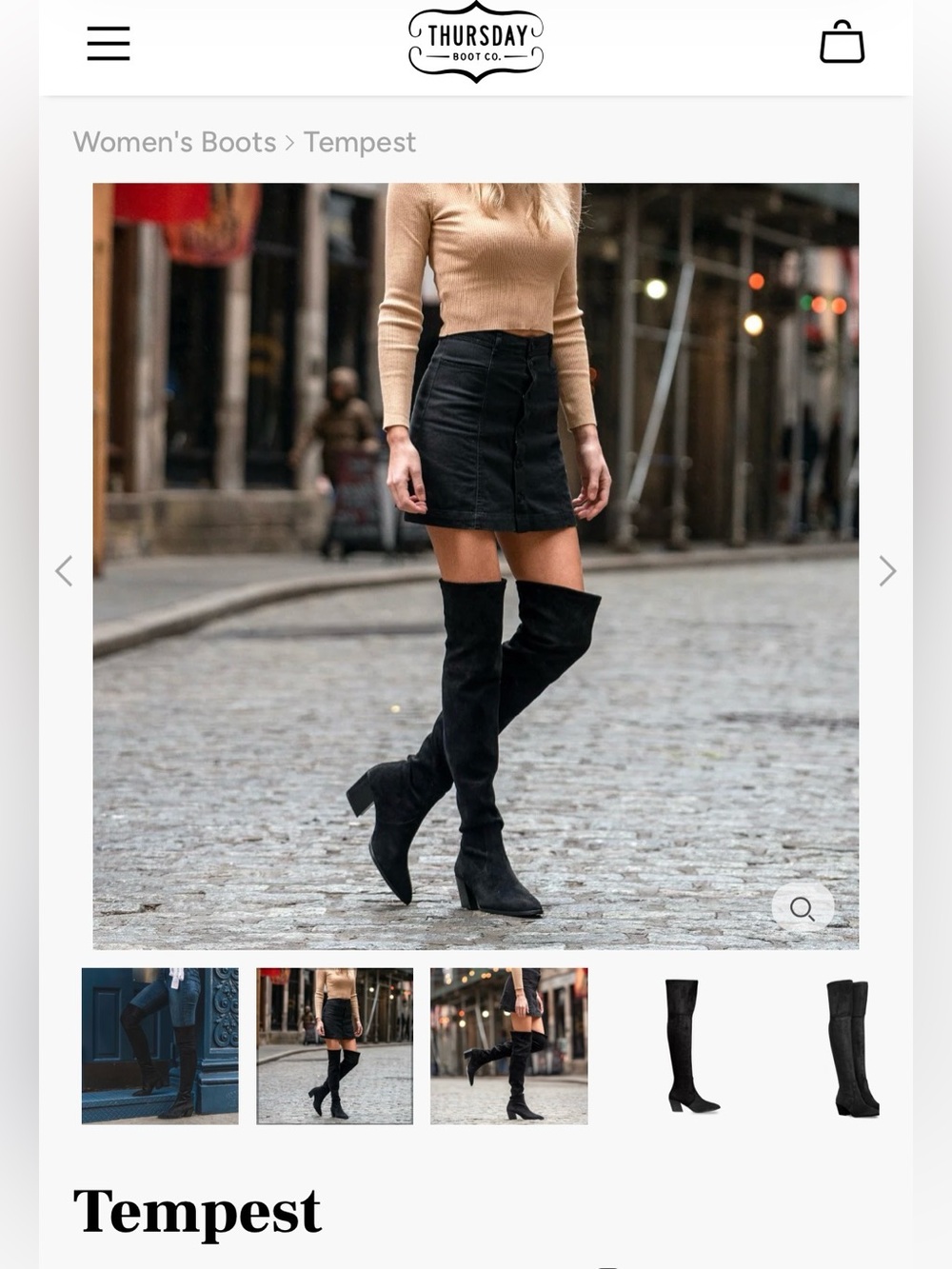Thursday Boot Company Tempest Over-the-Knee Boots in Black